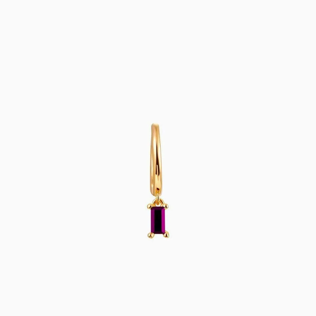 Baguette Ruby Hoop Piercing Gold