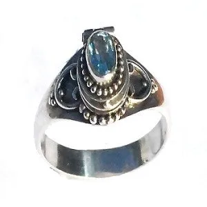 Bali Handmade Blue Topaz Poison Ring