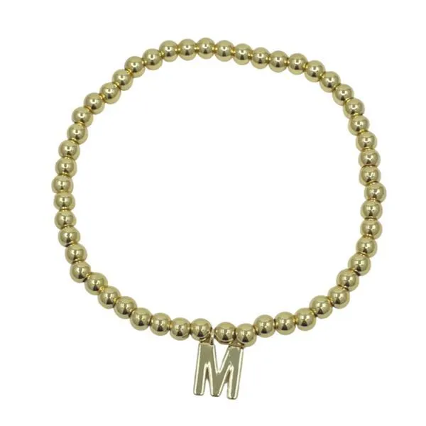 Beaded Bracelets With Initials: M-R :Sterling or Vermeil Charms (BS40_ Or BG40_)