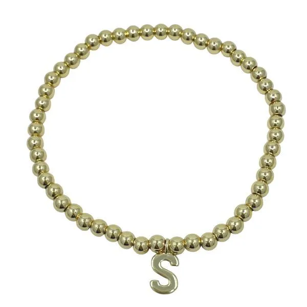 Beaded Bracelets With Initials: S-Z :Sterling or Vermeil Charms (BS40_ Or BG40_)