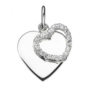 Beginnings Sterling Silver P3497C Cz Double Heart Pendant