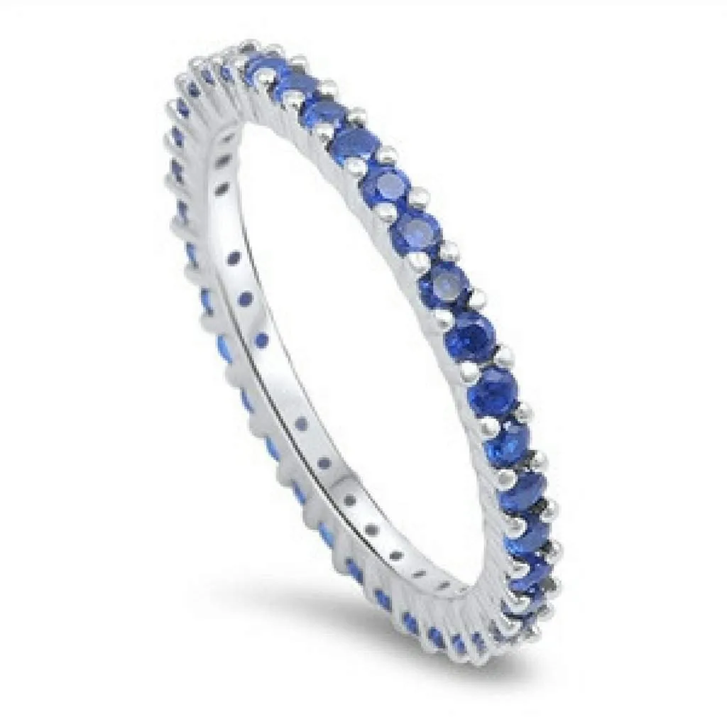 Blue Sapphire Stackable Sterling Silver Ring