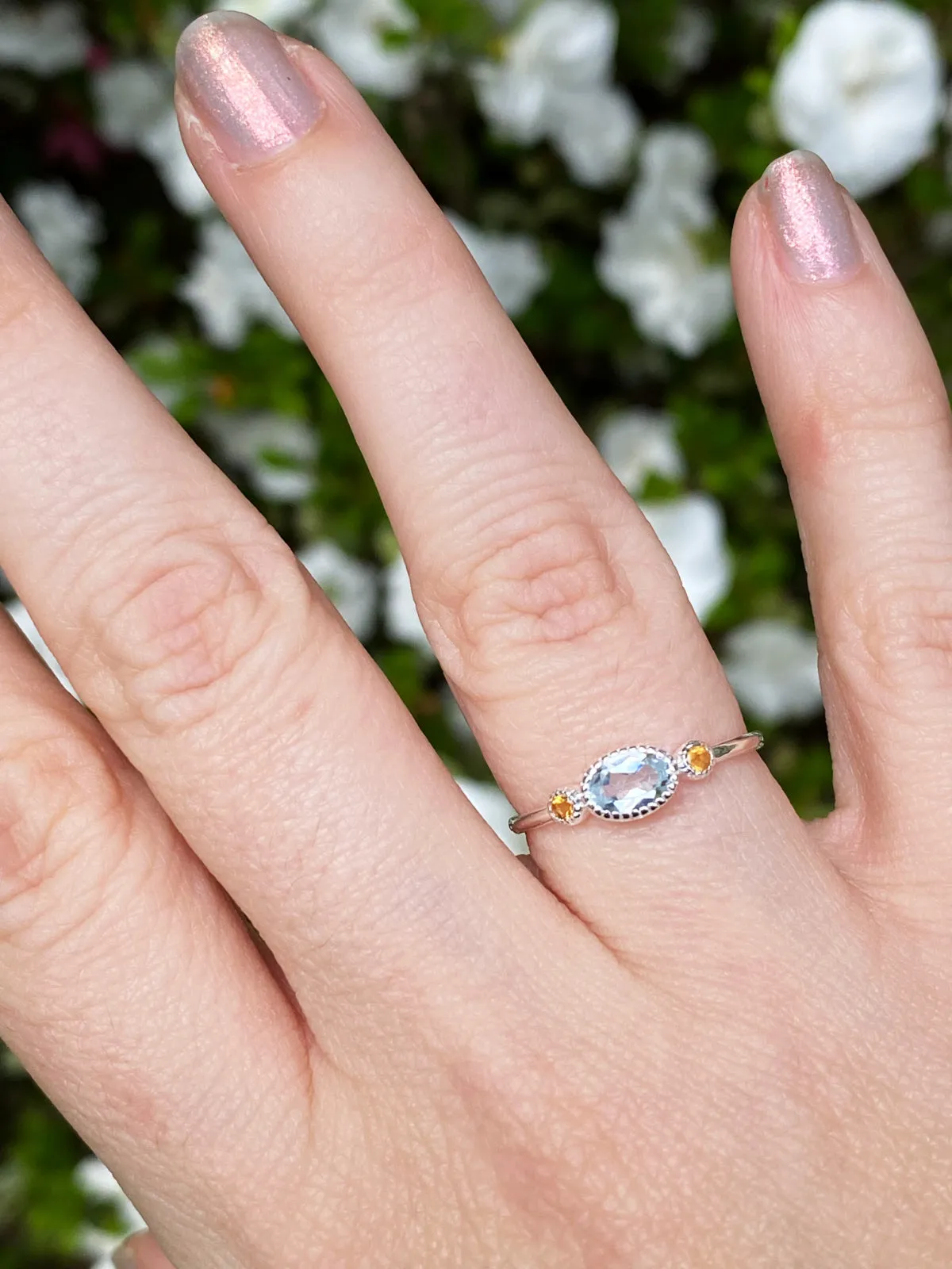 Blue Topaz & Citrine Ring