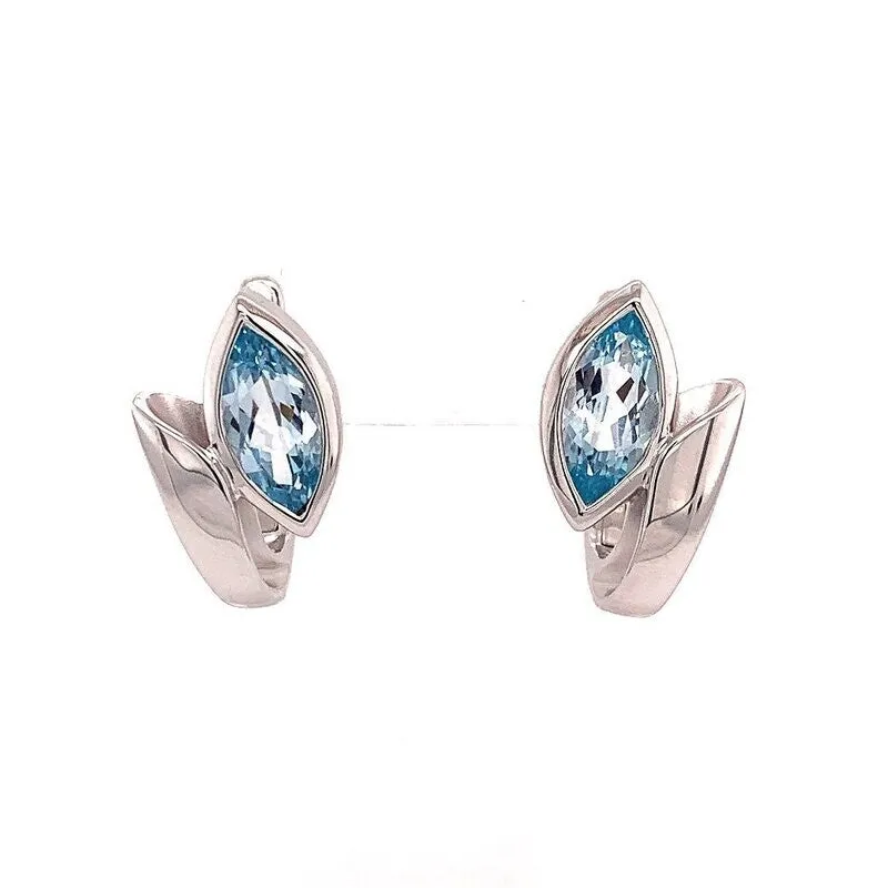 Blue Topaz Marquise Huggies