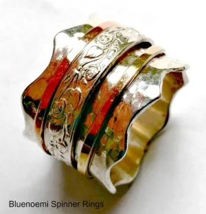 Bluenoemi Spinner Ring for Woman, romantic Israeli floral spinning rings