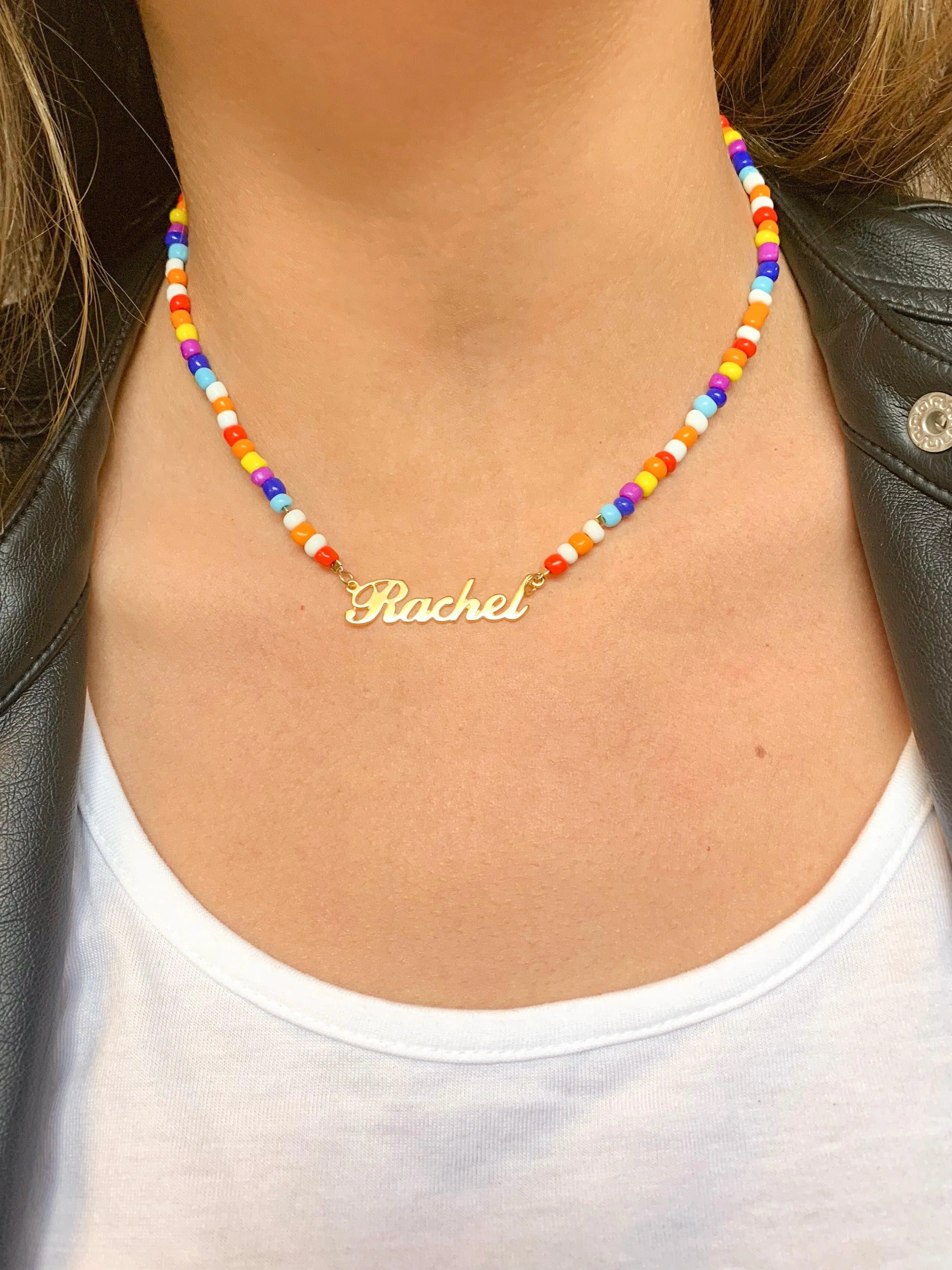 Candy Seed Bead Name Necklace