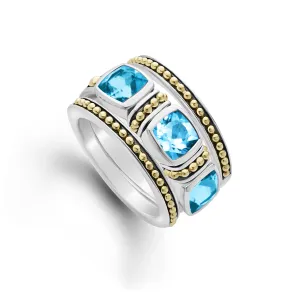 Caviar Color Swiss Blue Topaz Stacking Rings