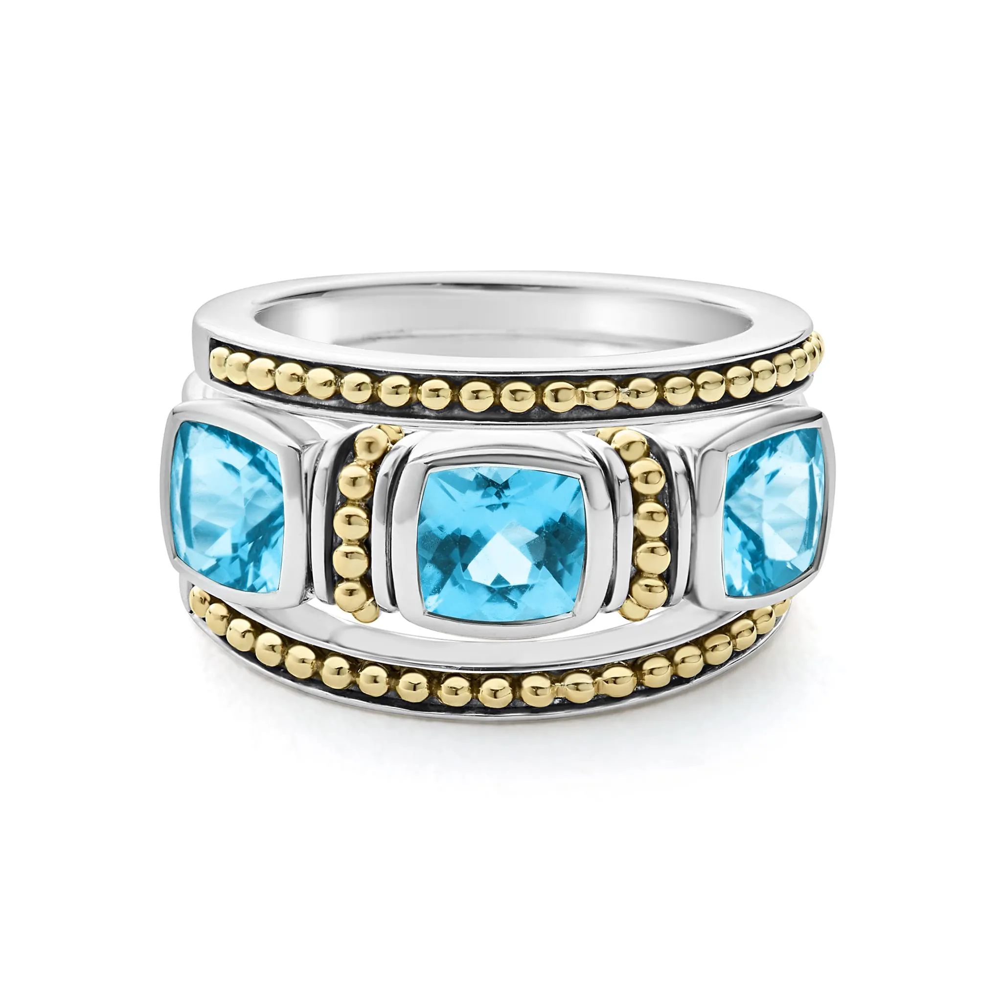 Caviar Color Swiss Blue Topaz Stacking Rings