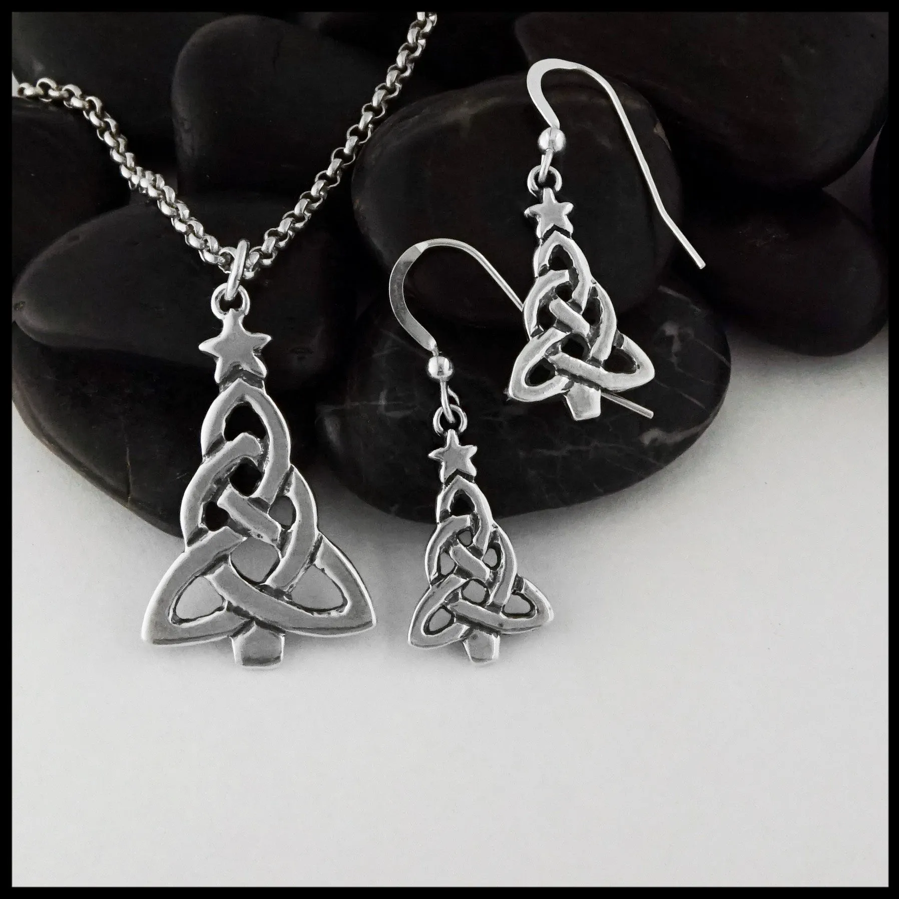 Celtic Christmas Tree Pendant and Earring Set