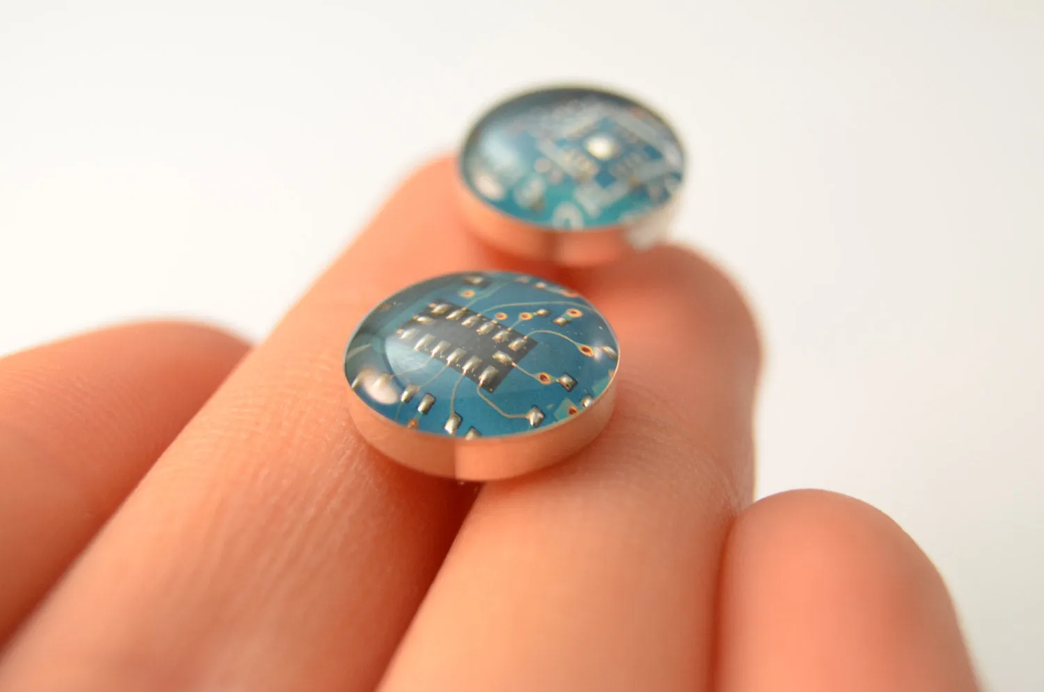 Circuit Board Sterling Silver Post Earrings