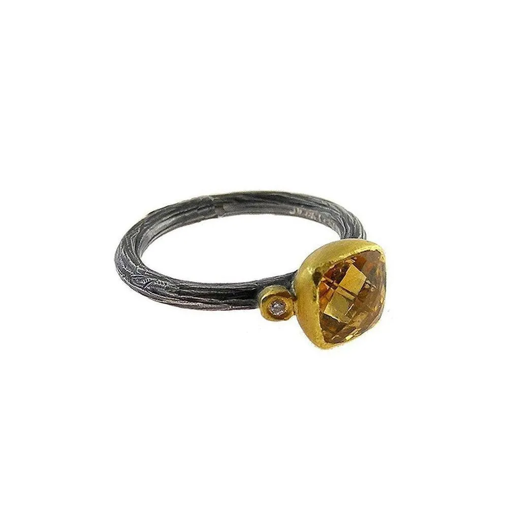 Citrine Ring with Diamond