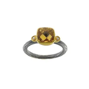 Citrine Ring with Diamond