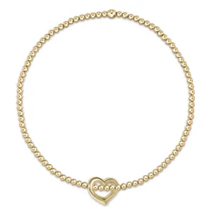 Classic Gold 2mm Bead Bracelet - Love Small Gold Charm