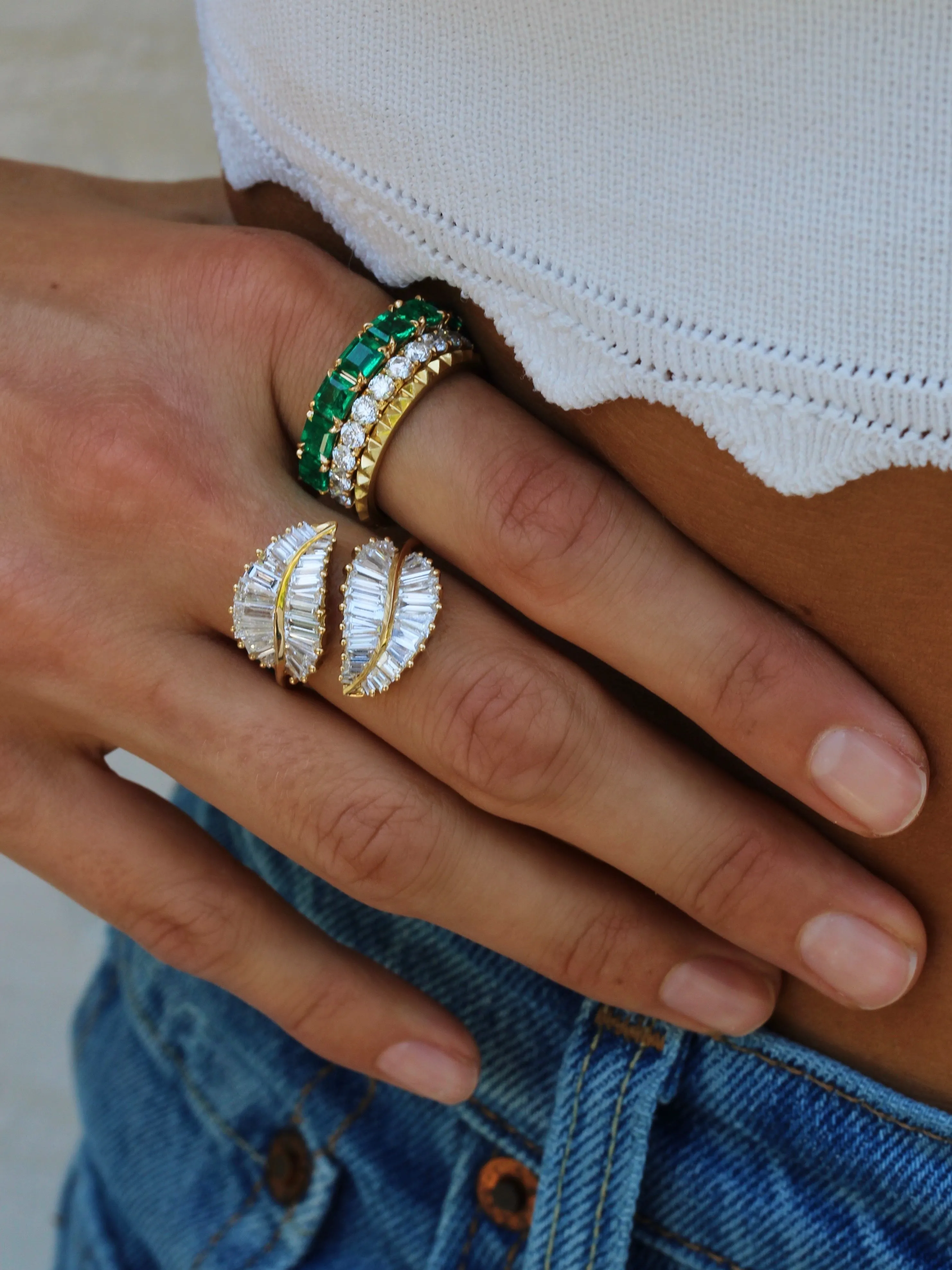 CLASSIC PALM LEAF DIAMOND RING