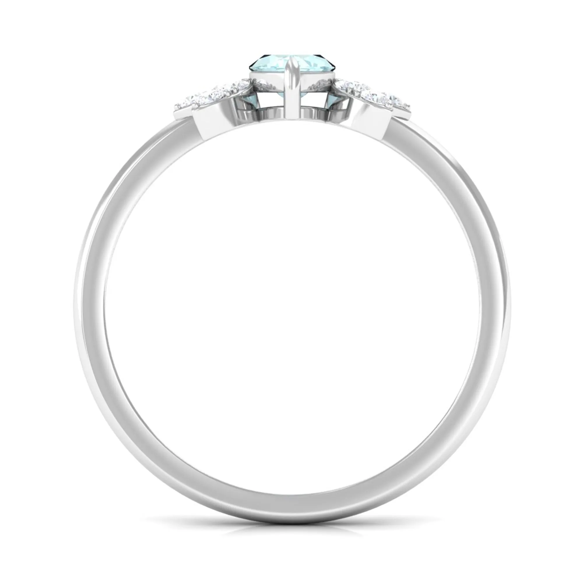 Claw Set Marquise Sky Blue Topaz and Diamond Promise Ring