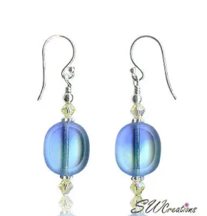 Crystal Blue Window Beaded Earrings