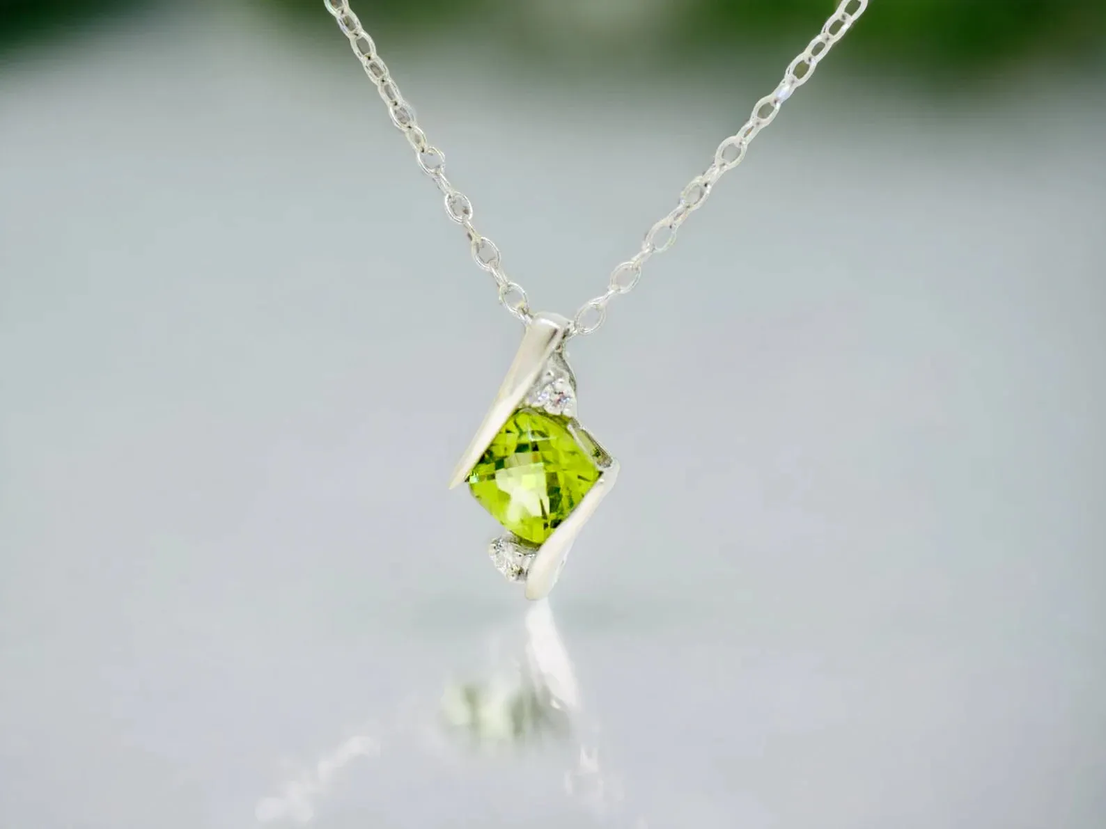 Cushion Cut Gemstone & Diamond Pendants