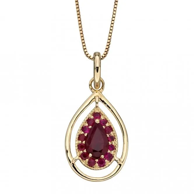 Cut Out Teardrop Ruby Yellow Gold Pendant GP2272R