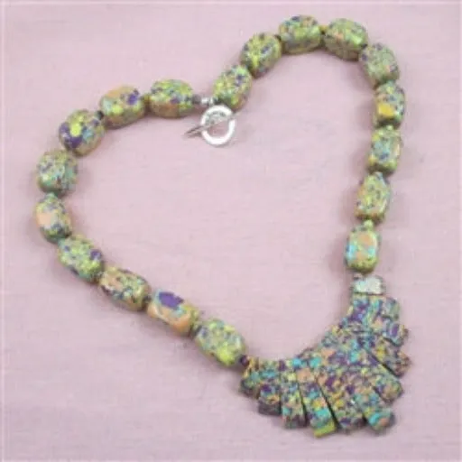 Designer Rainbow Matrix Turquoise Bib Necklace