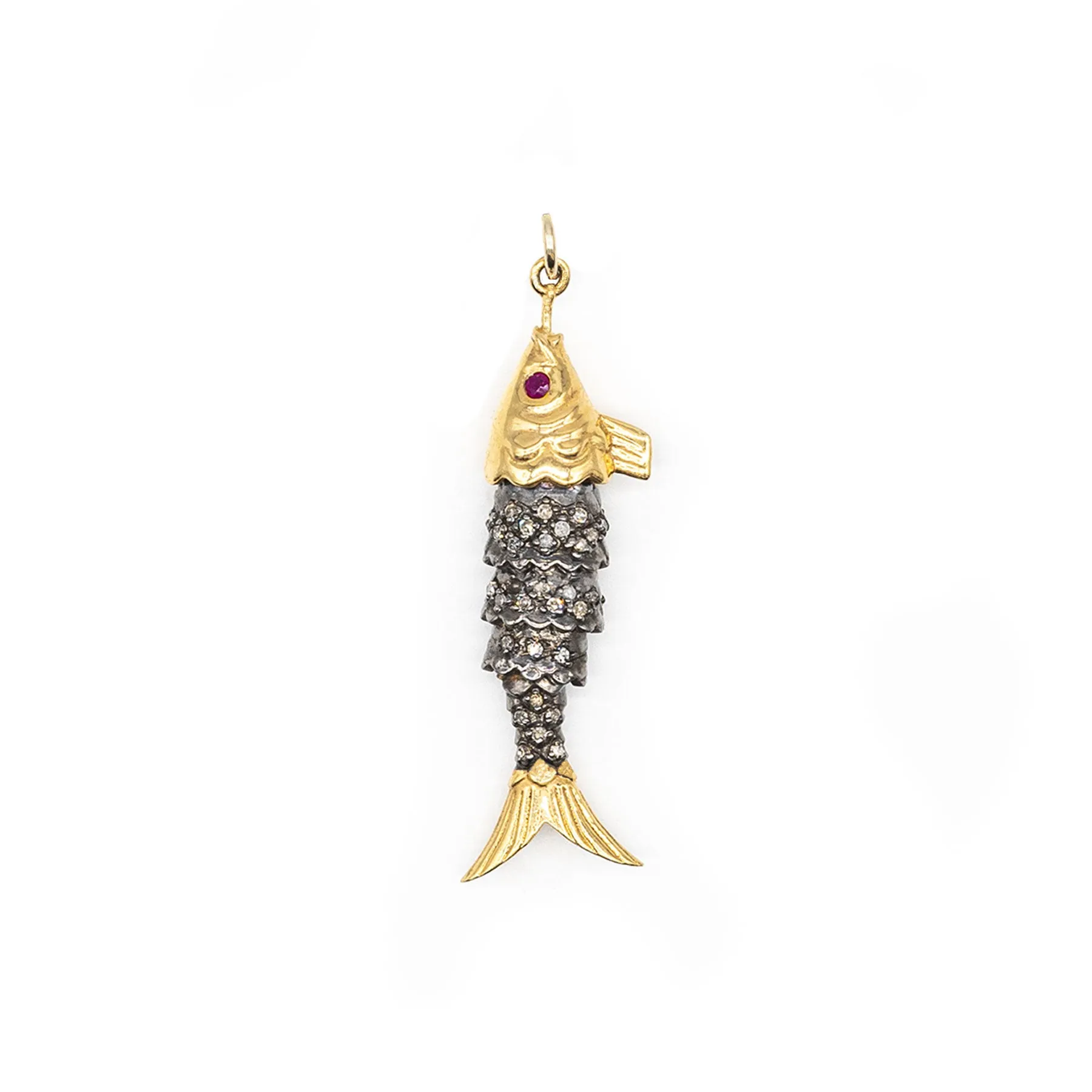 Diamond & Ruby Fish Pendant