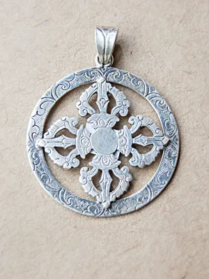 Double Dorjee Silver Pendant