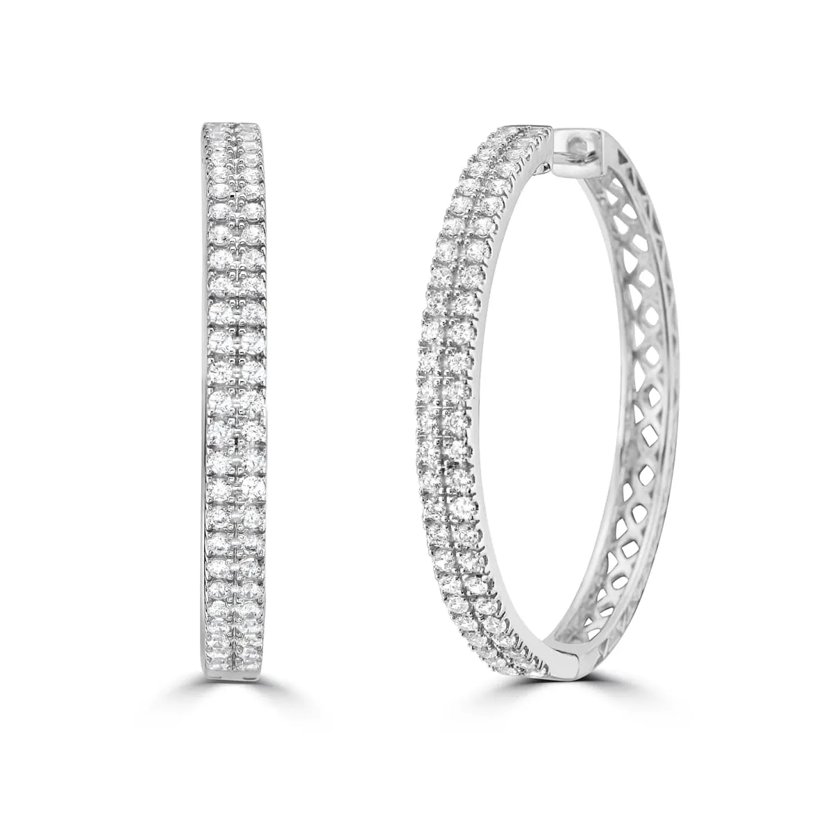 Double Row CZ Hoop Earrings