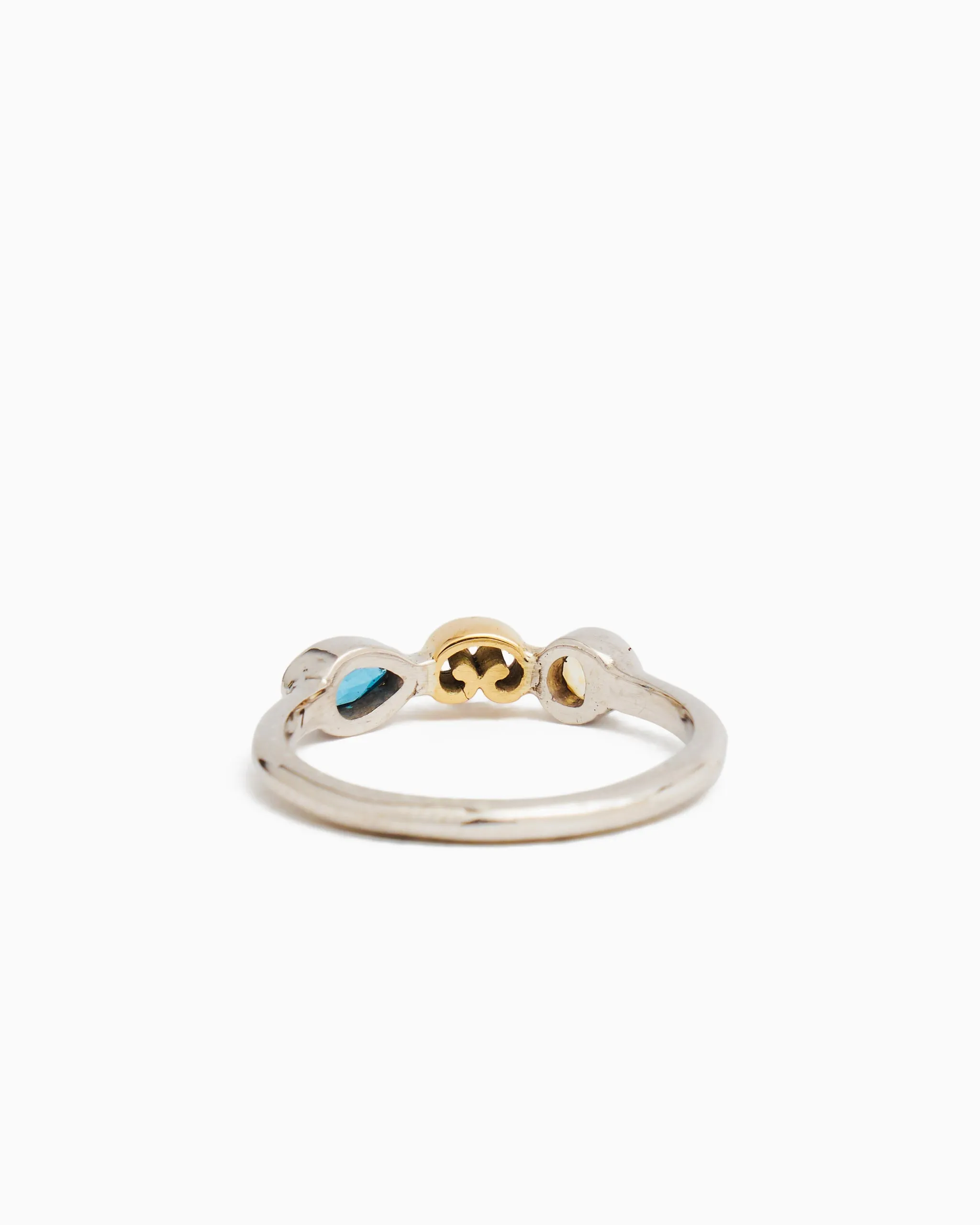 Double Stone & Petroglyph Ring - Citrine/London Blue Topaz