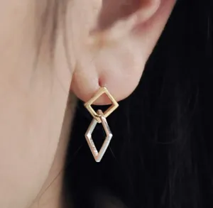 ELEMENT - Sterling Silver & Gold square shaped earrings