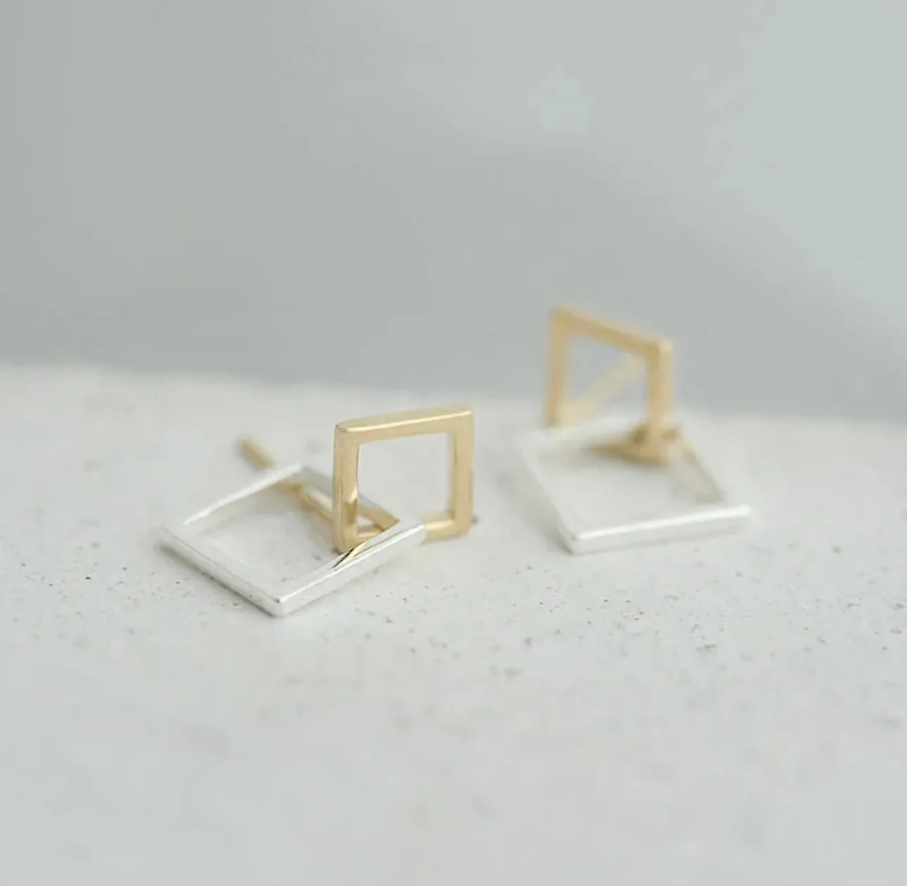 ELEMENT - Sterling Silver & Gold square shaped earrings