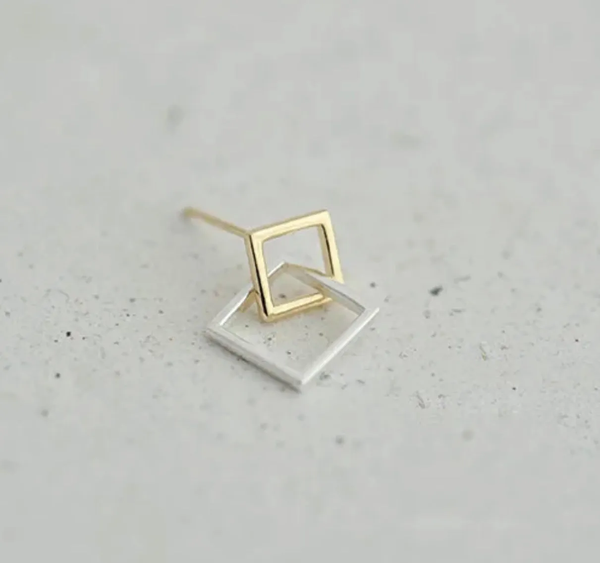 ELEMENT - Sterling Silver & Gold square shaped earrings