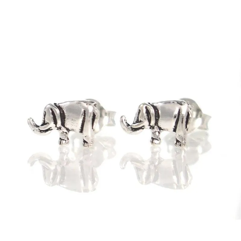 Elephant Sterling Silver Stud Earrings