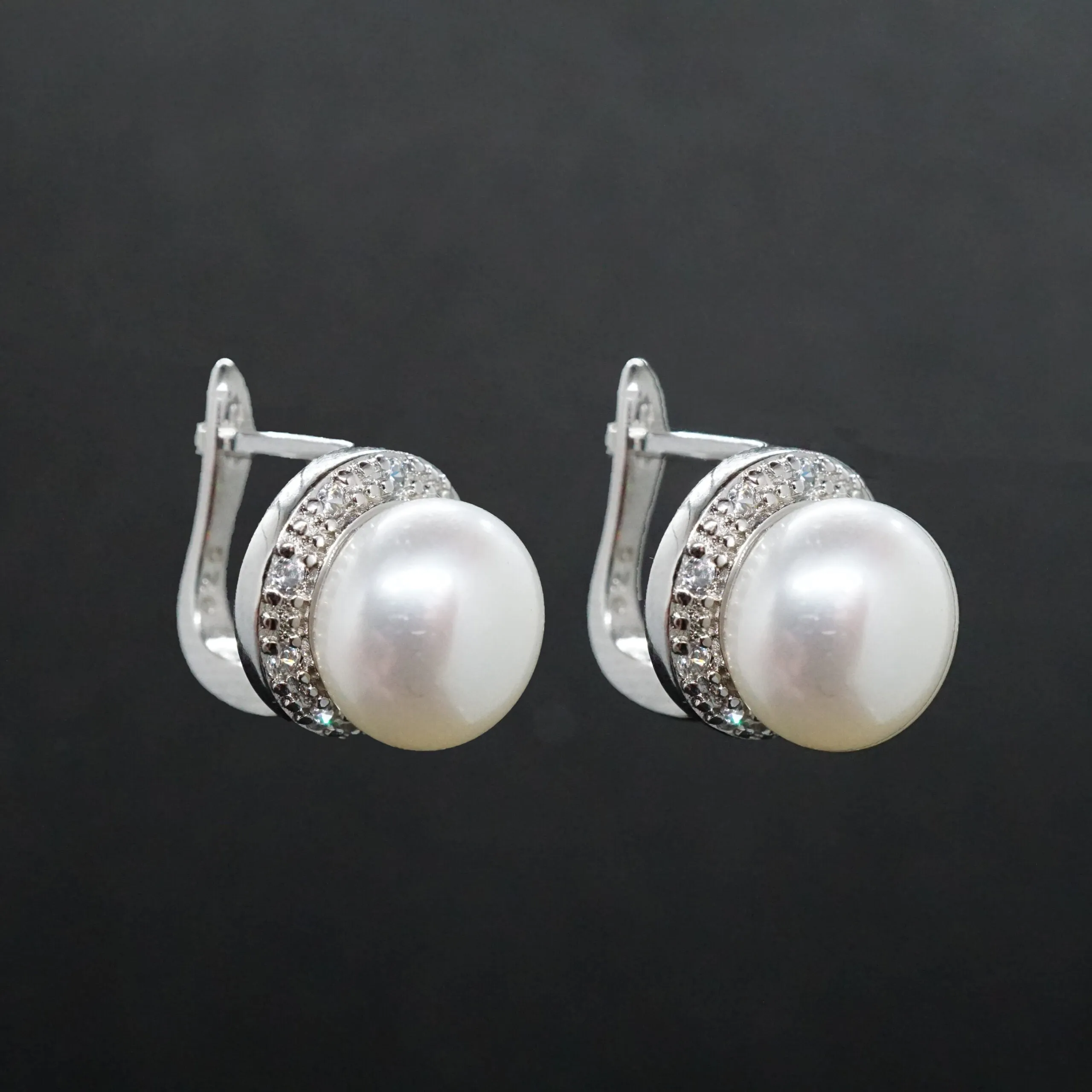 Eliana X - Real Sterling Silver Freshwater Pearl Stud Earrings