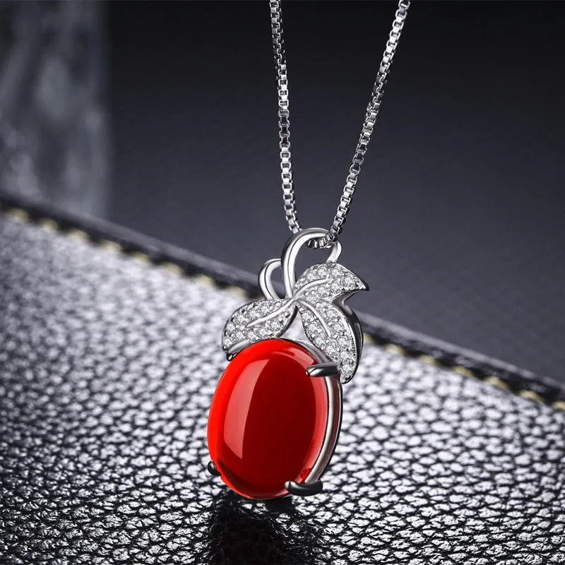 Fashion Stone Pendant Crystal Leaf Design 925 stamp silver Color Quality Jewelry