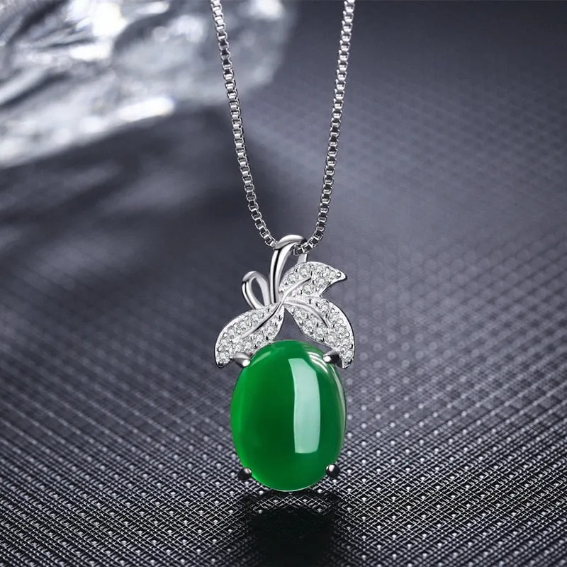 Fashion Stone Pendant Crystal Leaf Design 925 stamp silver Color Quality Jewelry