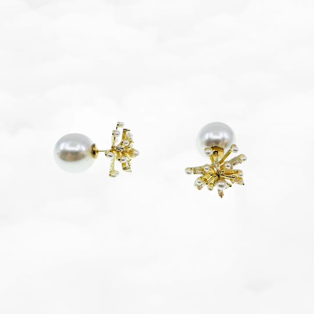 Firework Zircon and Pearl Stud Earrings