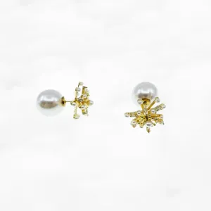 Firework Zircon and Pearl Stud Earrings