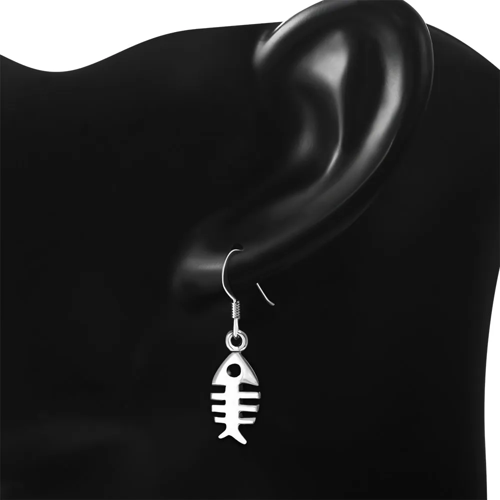 Fish Bone Silver Earrings