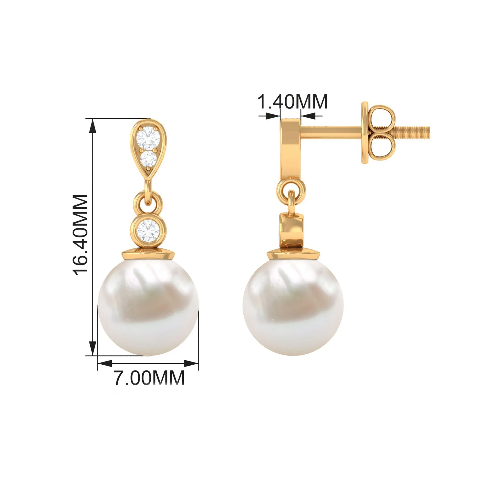 Freshwater Pearl and Diamond Drop Earrings