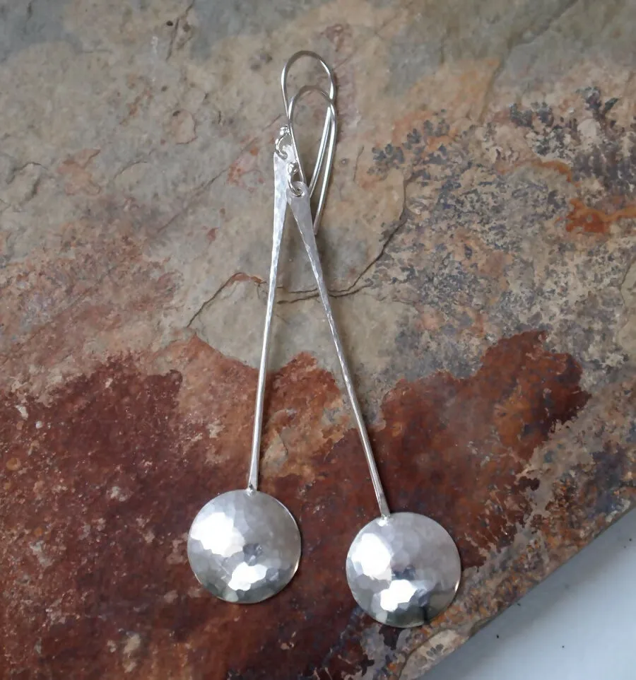 Full Moon Silver Drop Earrings