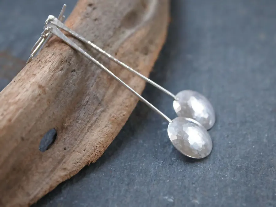 Full Moon Silver Drop Earrings