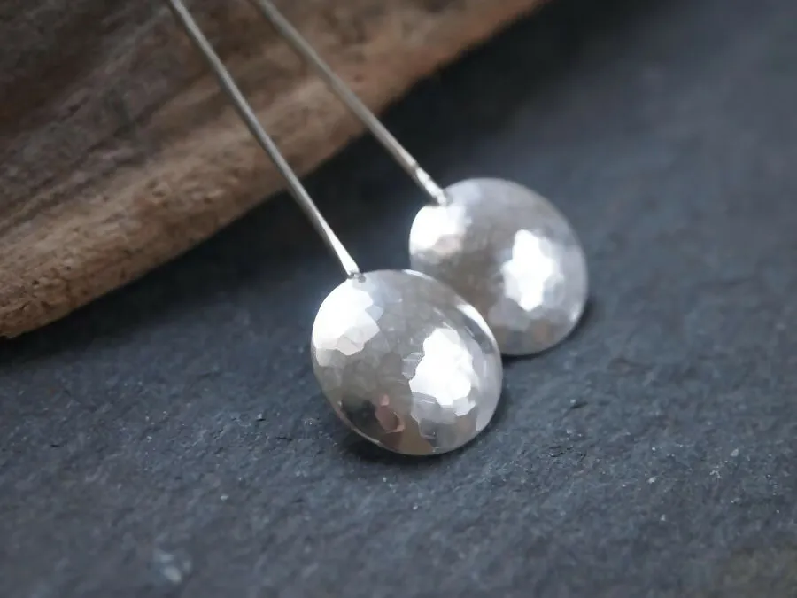 Full Moon Silver Drop Earrings