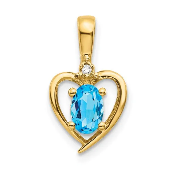 Gemstone and Diamond Heart Pendants