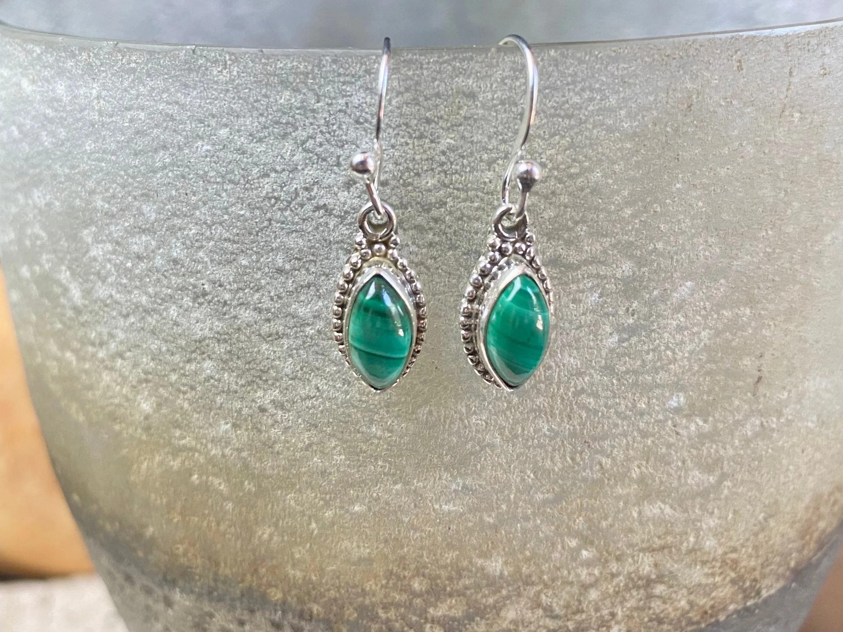 Gemstone And Silver Leaf Earrings