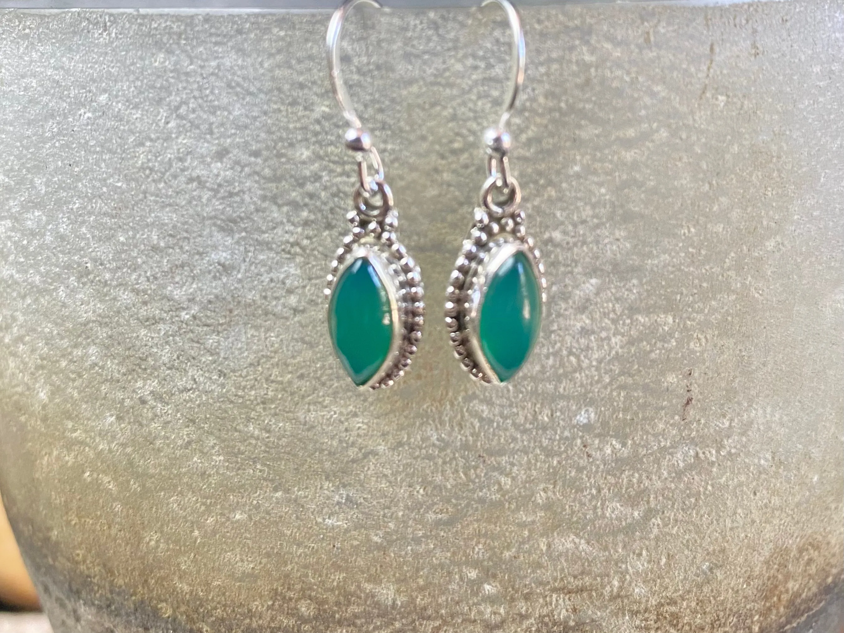 Gemstone And Silver Leaf Earrings