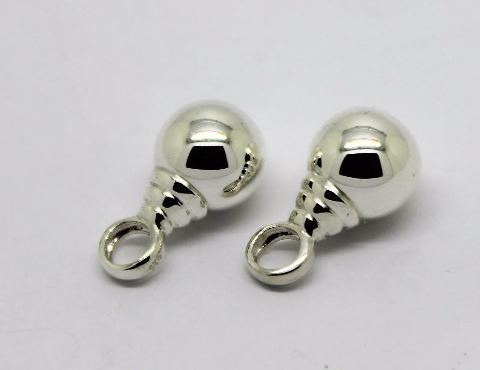 Genuine New Sterling Silver 10mm Plain Balls Charm Earrings