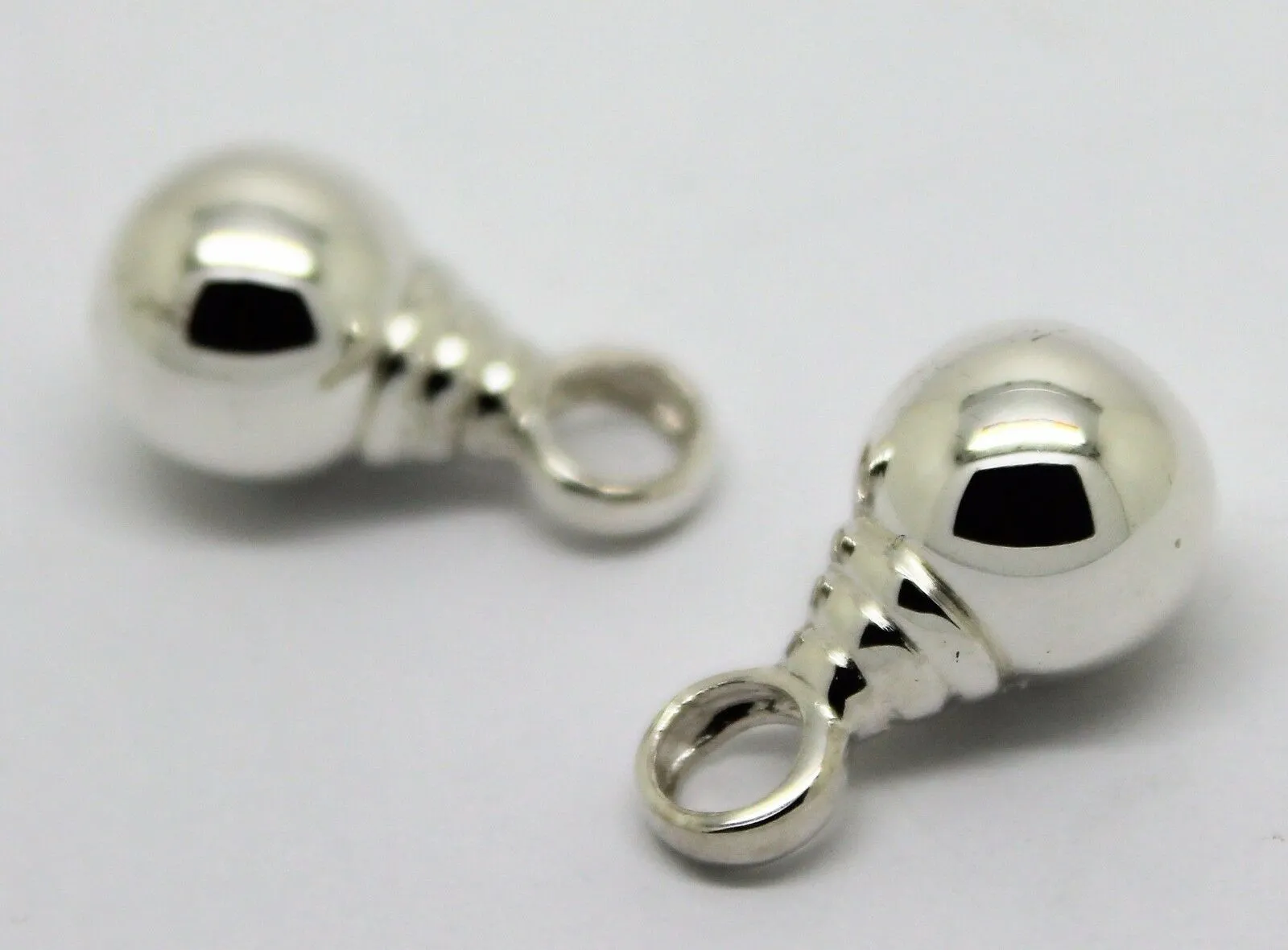 Genuine New Sterling Silver 10mm Plain Balls Charm Earrings