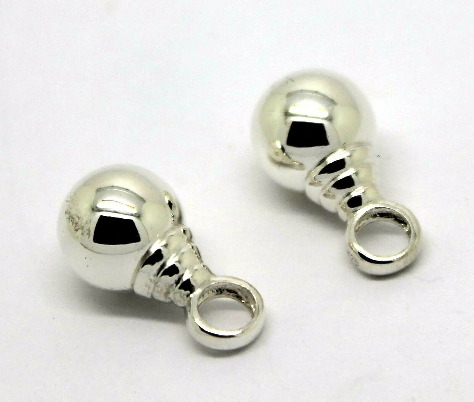 Genuine New Sterling Silver 10mm Plain Balls Charm Earrings