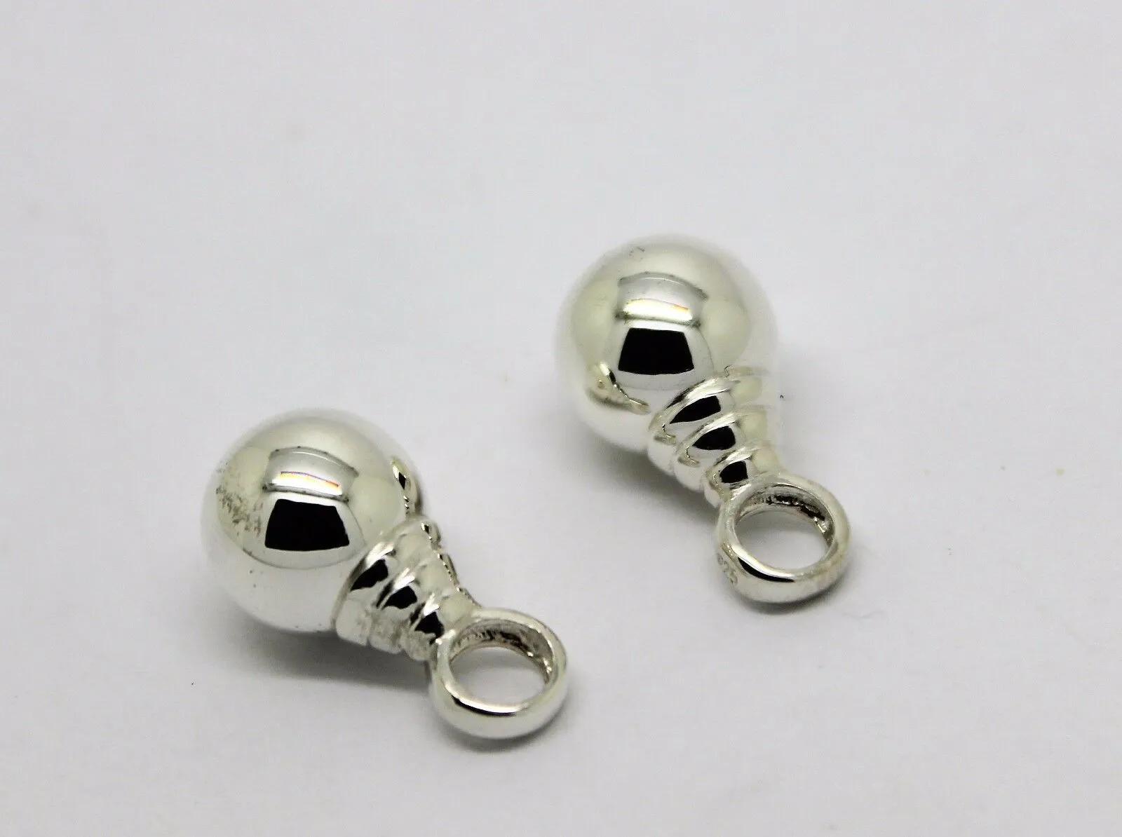 Genuine New Sterling Silver 10mm Plain Balls Charm Earrings