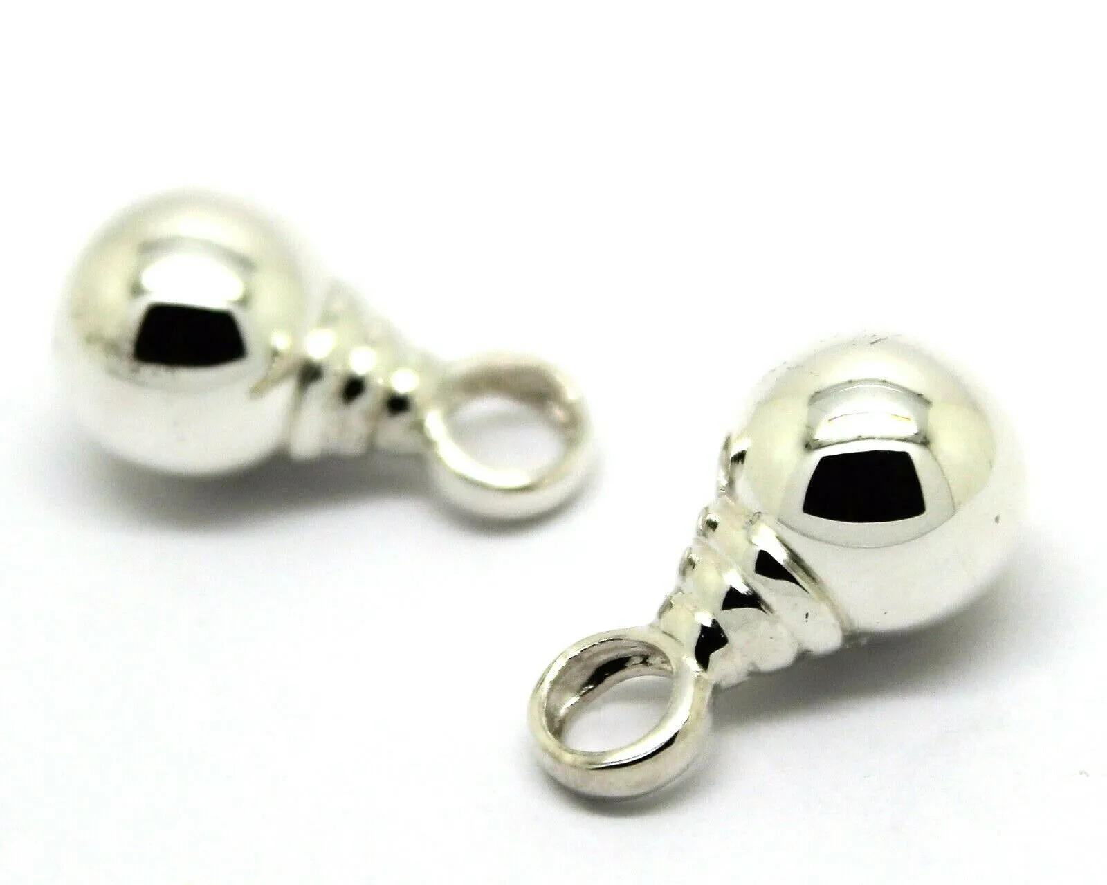 Genuine New Sterling Silver 10mm Plain Balls Charm Earrings