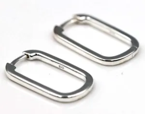 Genuine New Sterling Silver 925 Rectangular Huggies Earrings